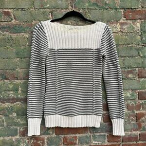 Y2K Old Navy‎ Sweater Women's Size Small Stripe Knit White Green 2007 Winter